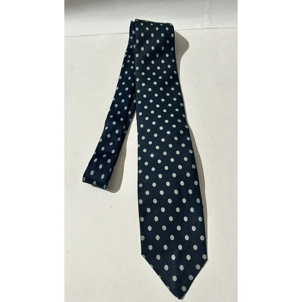 Robert‎ Talbott Tie Pebble Beach Navy Dotted Blue Silk Tie US
